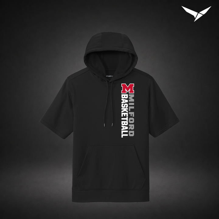 Crossover short-sleeve-hoodie — black — Front