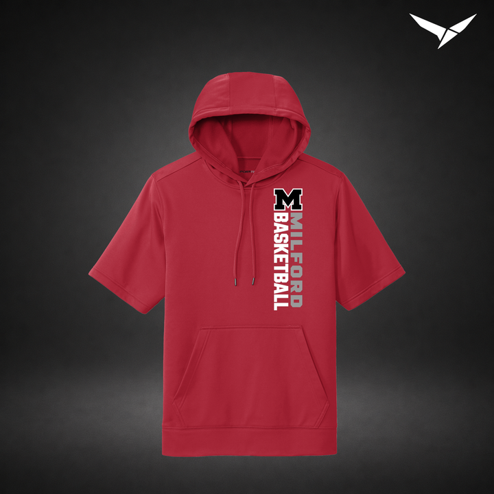 Crossover short-sleeve-hoodie — red — Front