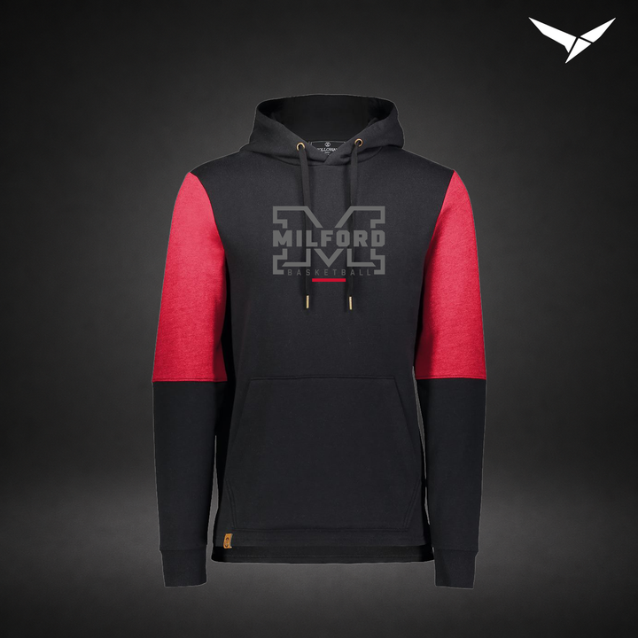 Milford Basketball Lockdown – All-American Hoodie — Black Scarlet — Front