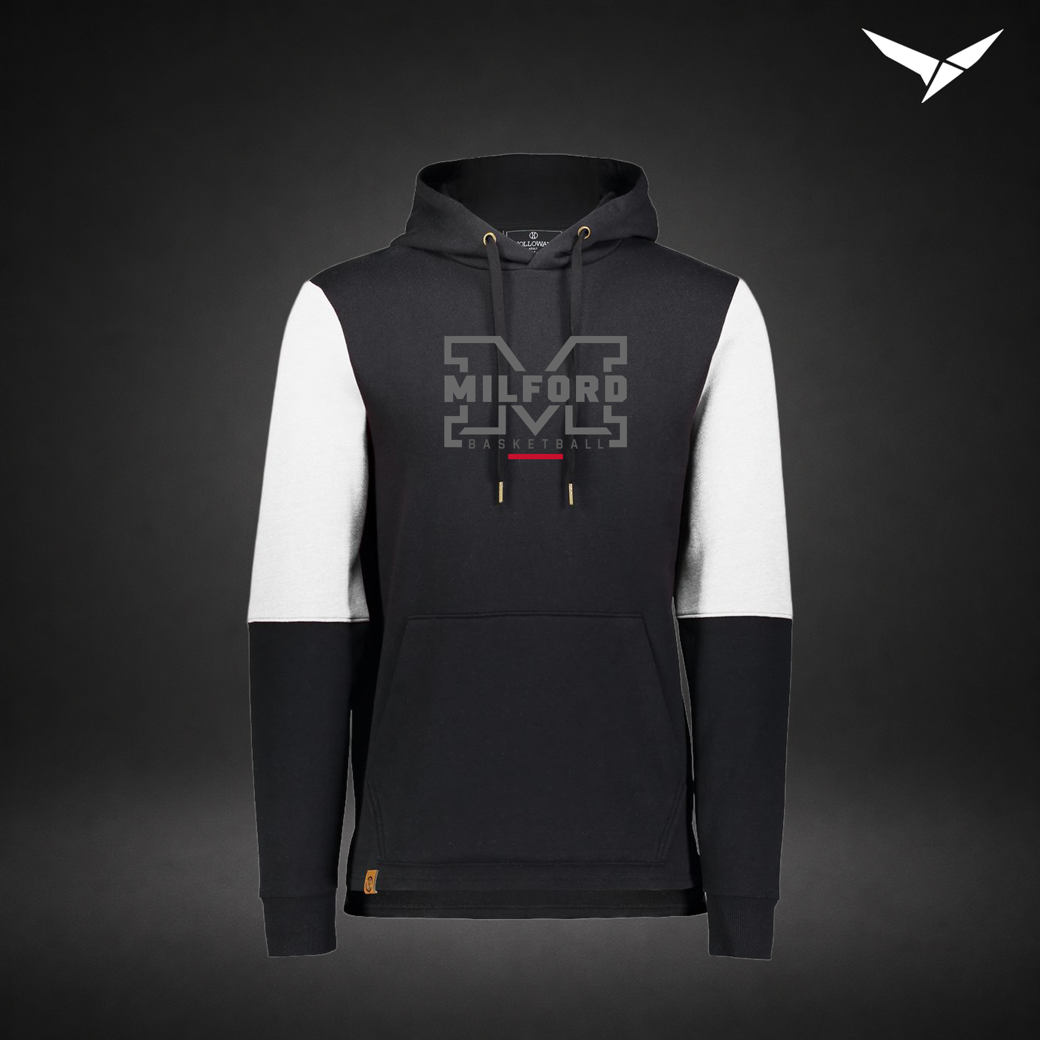 Milford Basketball Lockdown – All-American Hoodie — Black White — Front