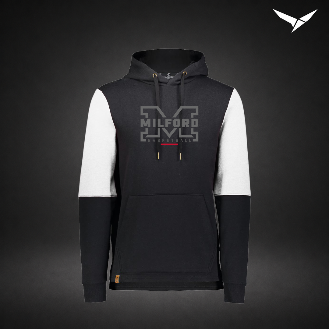 Milford Basketball Lockdown – All-American Hoodie — Black White — Front