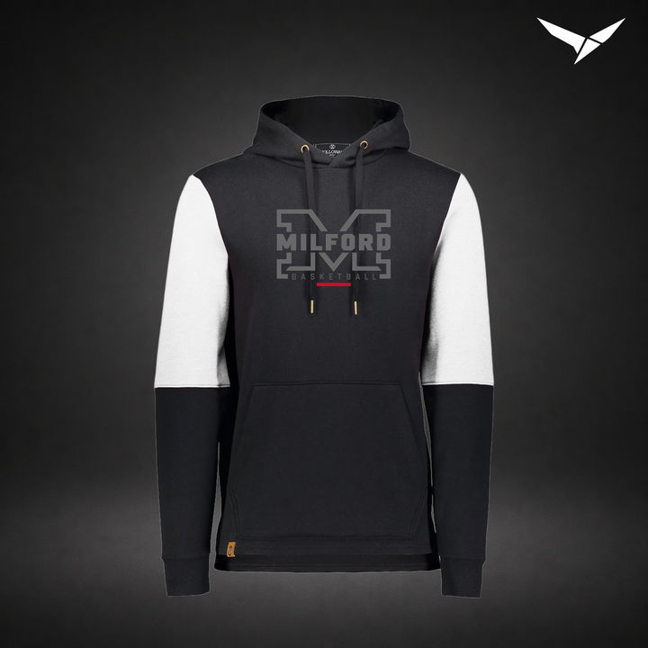 Milford Basketball Lockdown – All-American Hoodie — Black White — Front