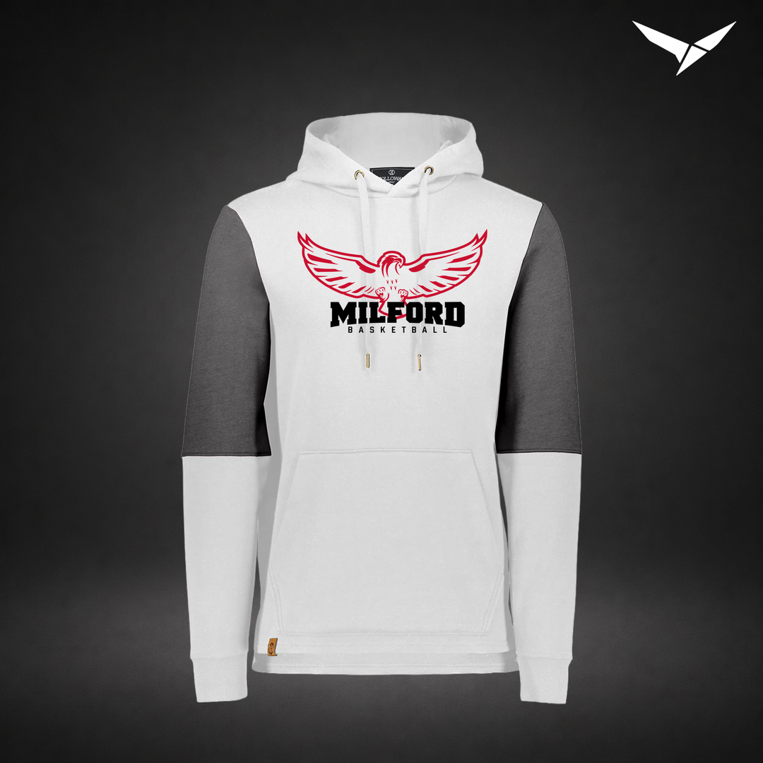 Milford Basketball Sixth Man – All-American Hoodie — White Carbon — Front