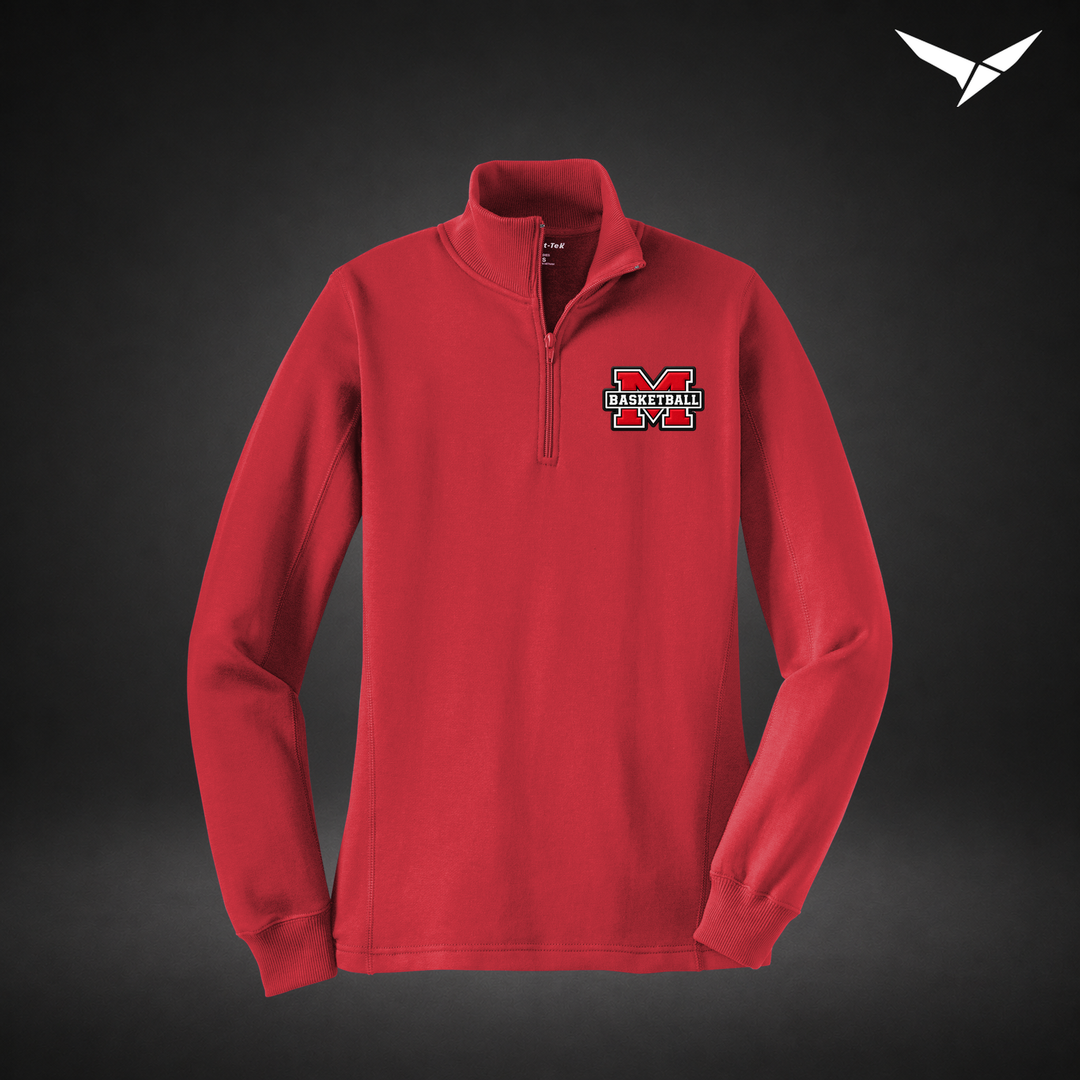 Milford Basketball Fleece Quarter-Zip — womens — Red
