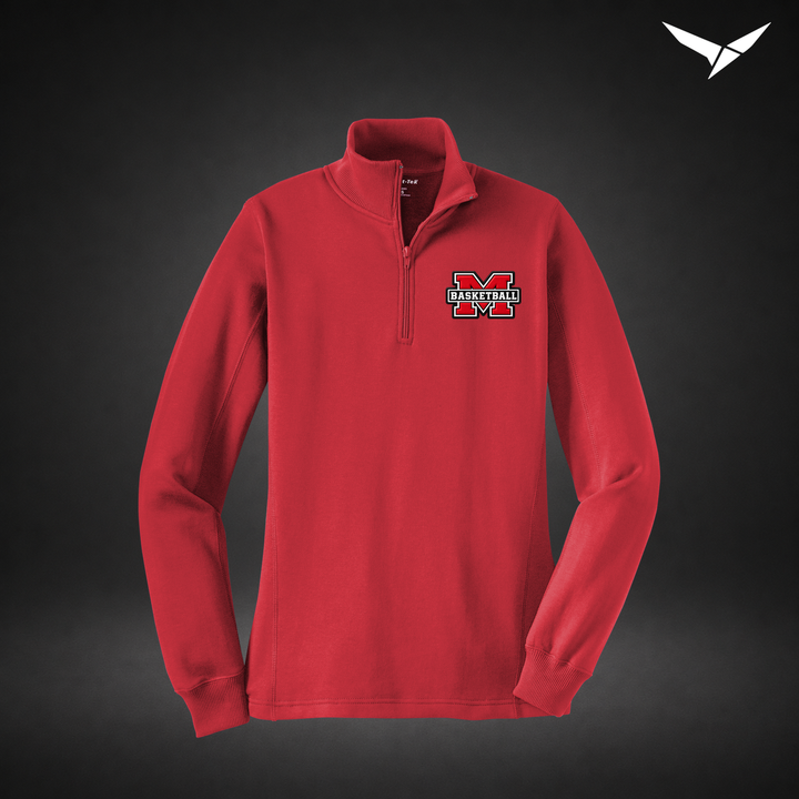 Milford Basketball Fleece Quarter-Zip — womens — Red