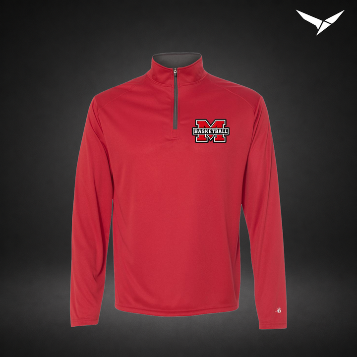 Milford Basketball Performance Quarter-Zip — mens — Red/Graphite