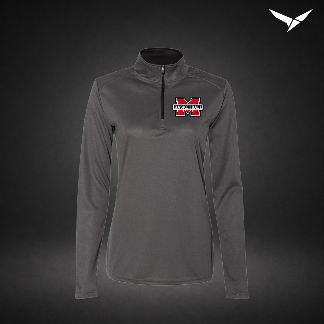 Milford Basketball Performance Quarter-Zip — womens — Graphite/Black