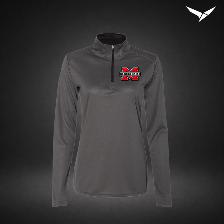 Milford Basketball Performance Quarter-Zip — womens — Graphite/Black