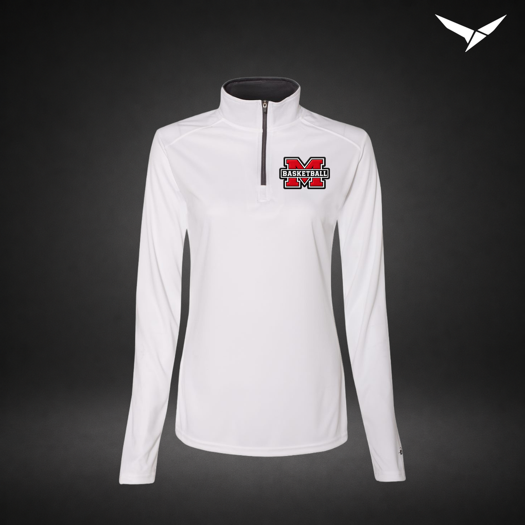 Milford Basketball Performance Quarter-Zip — womens — White/Graphite