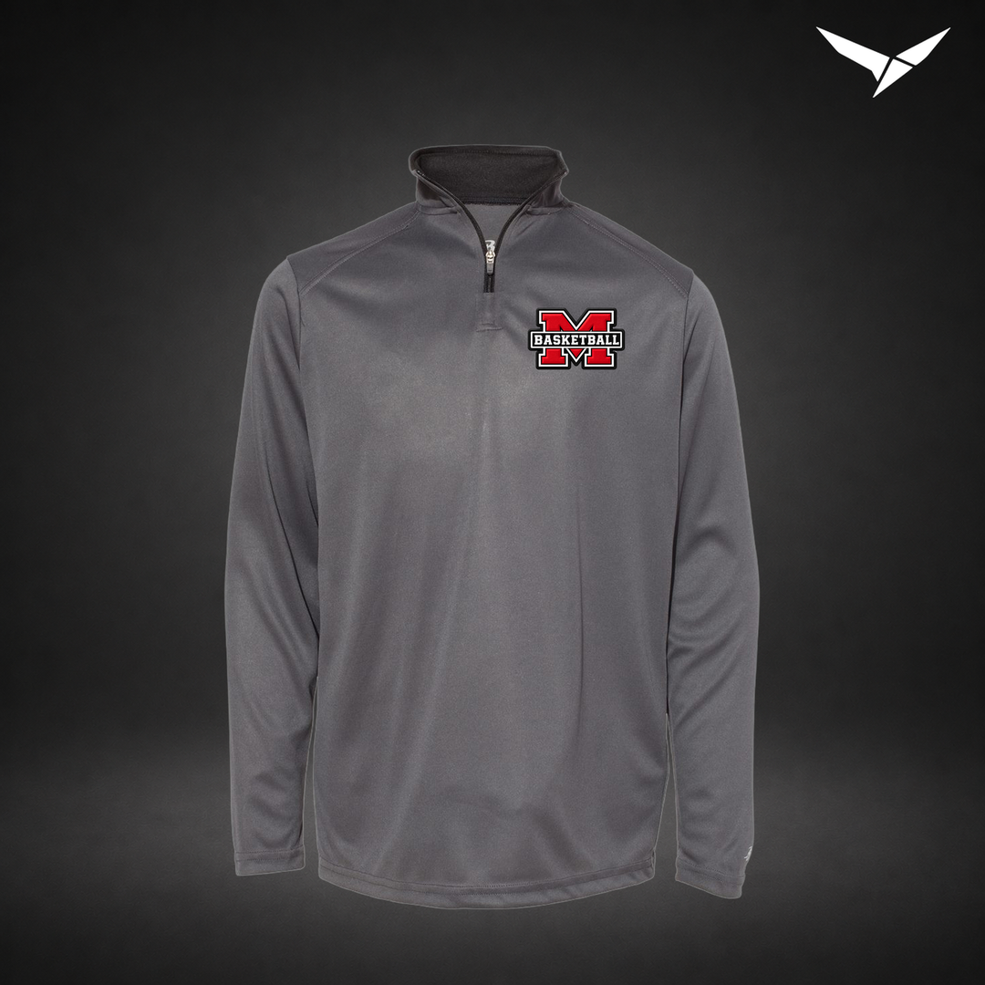 Milford Basketball Performance Quarter-Zip — youth — Graphite/Black