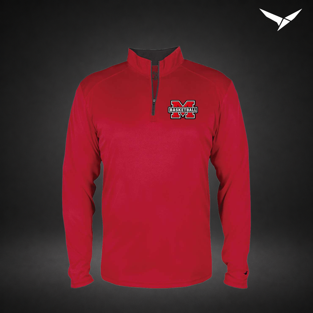 Milford Basketball Performance Quarter-Zip — youth — Red/Graphite