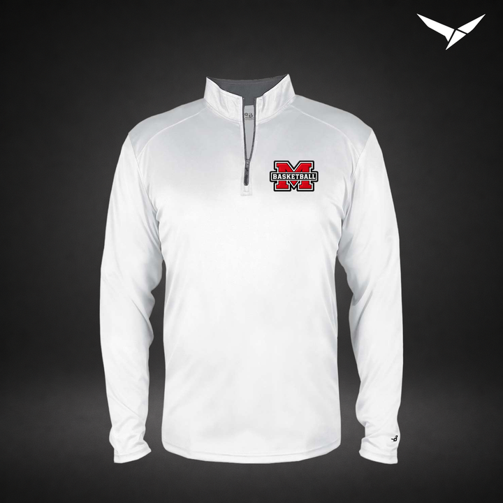Milford Basketball Performance Quarter-Zip — youth — White/Graphite