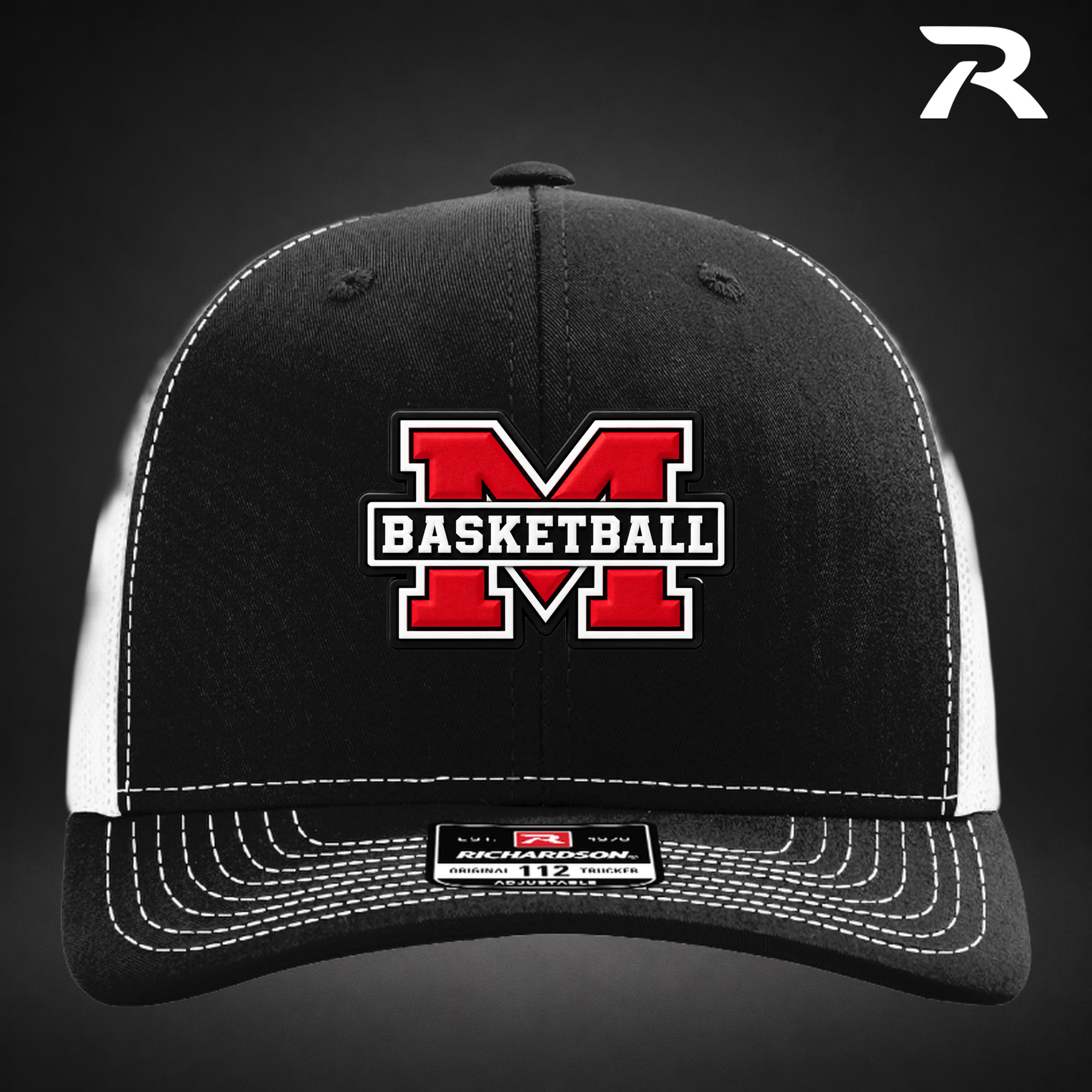Milford Basketball Block M - Richardson Hat - Black / White