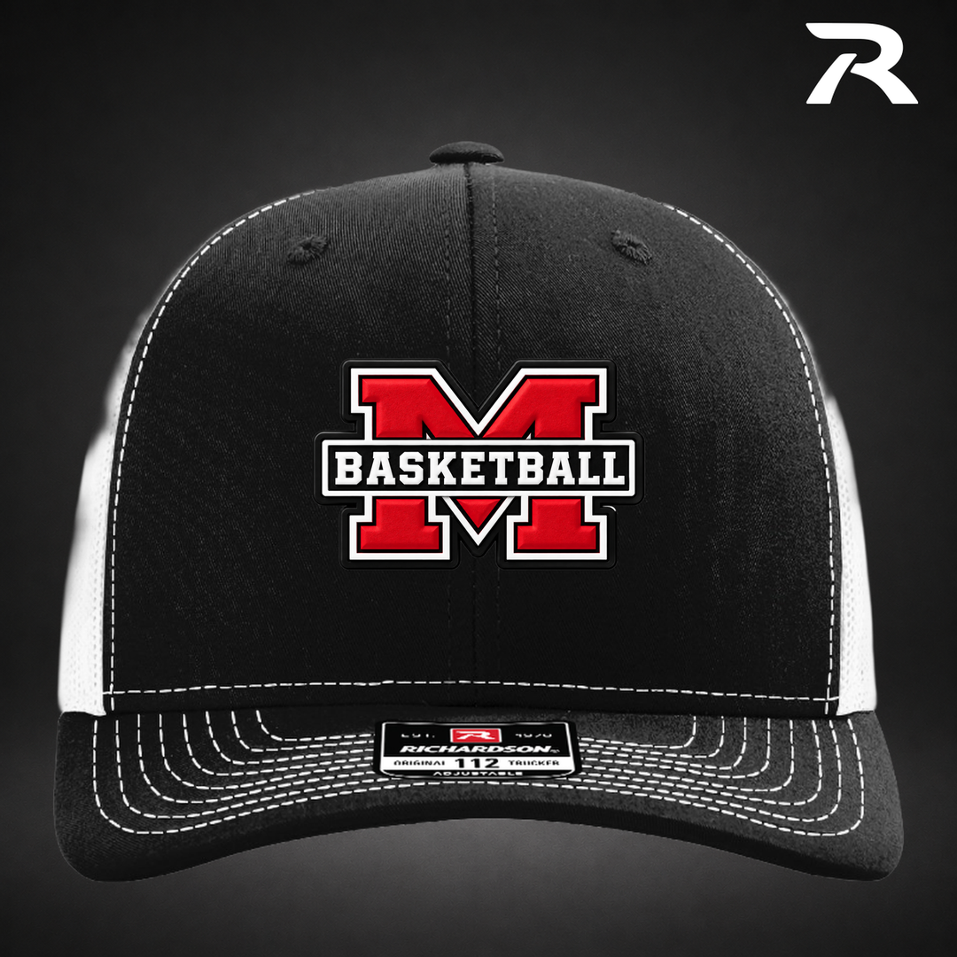 Milford Basketball Block M - Richardson Hat - Black / White