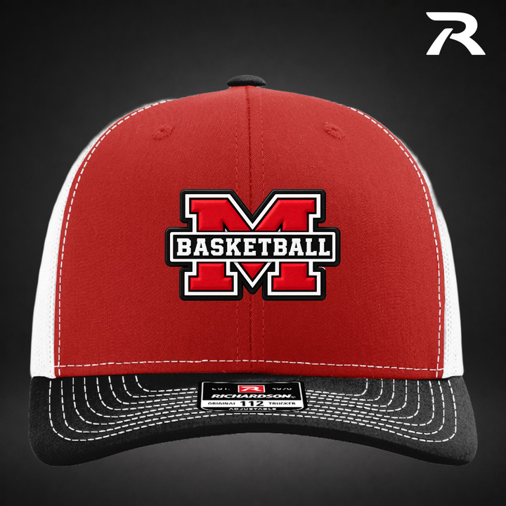 Milford Basketball Block M - Richardson Hat - Red / White / Black