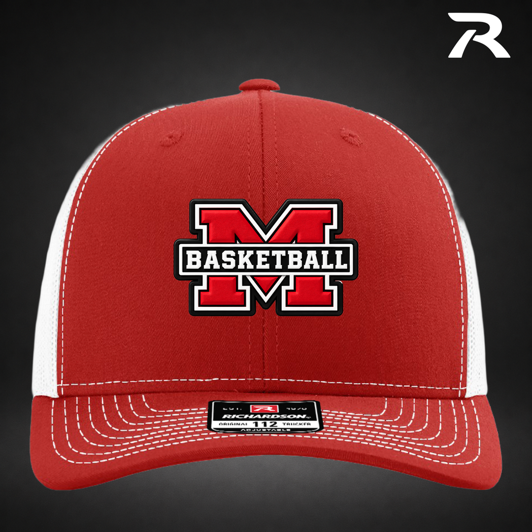 Milford Basketball Block M - Richardson Hat - Red / White