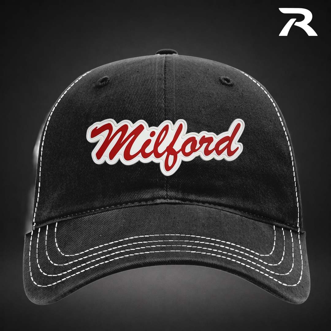 Milford Script Relaxed Trucker Hat - Black / White
